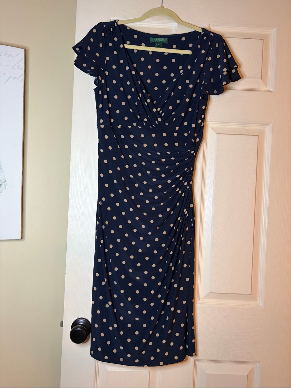 Lauren Ralph Lauren Navy with Cream Polka Dot Dress
